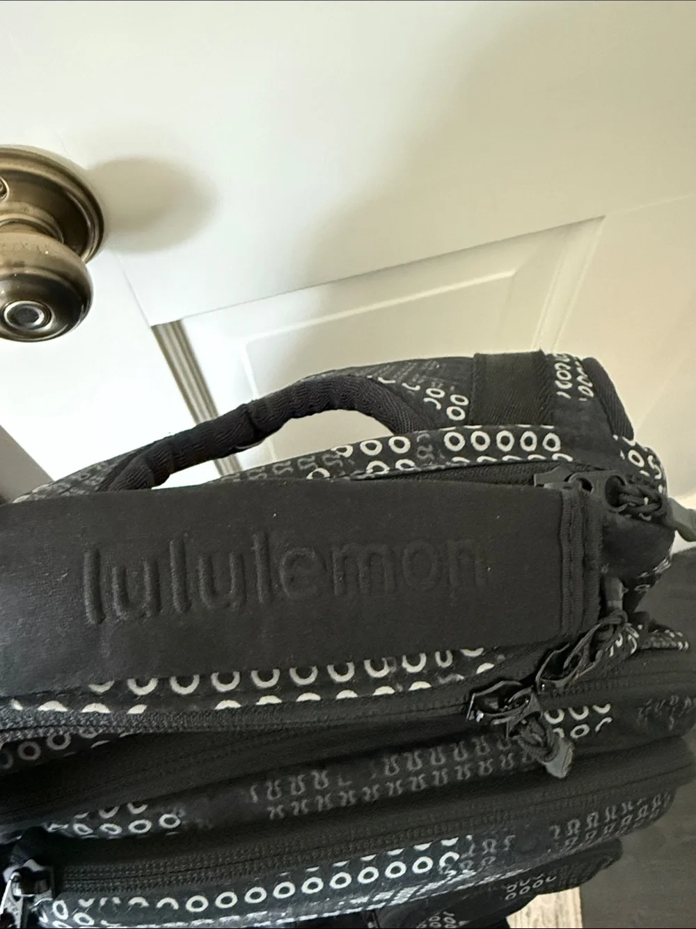 lululemon athletica Black Printed Multi-Pocket Backpack